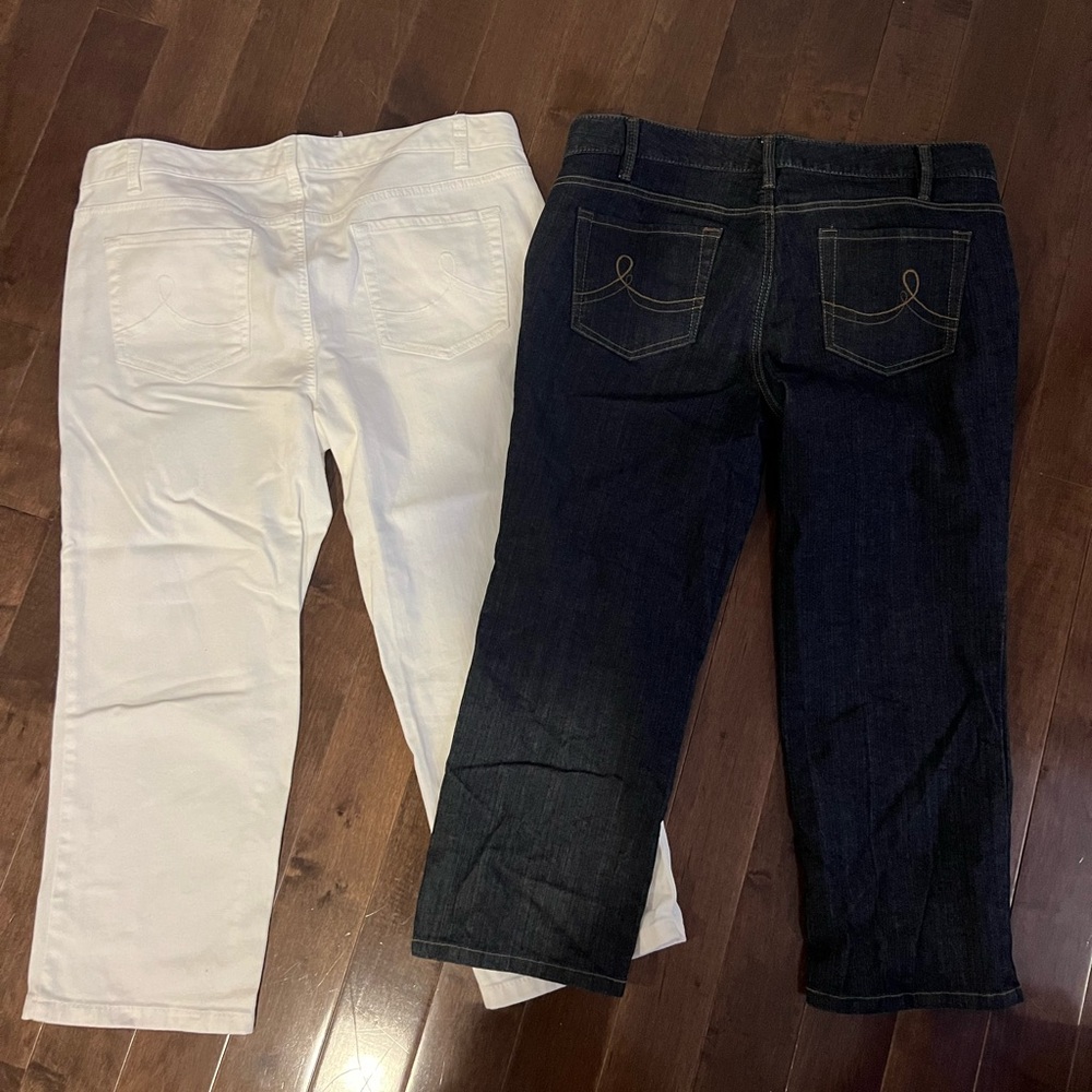 Loft Capri Jeans bundle. Size 14, dark wash and white denim. EUC/NWOT.